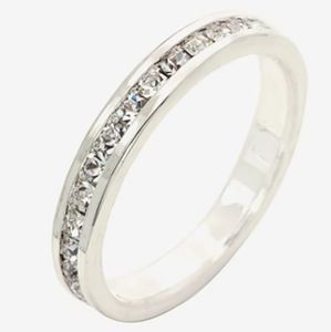 Sparkle Allure Stackable Eternity Crystal Pure Silver Over Brass Band